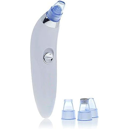 White and blue nasal aspirator with two additional nozzles on a white background