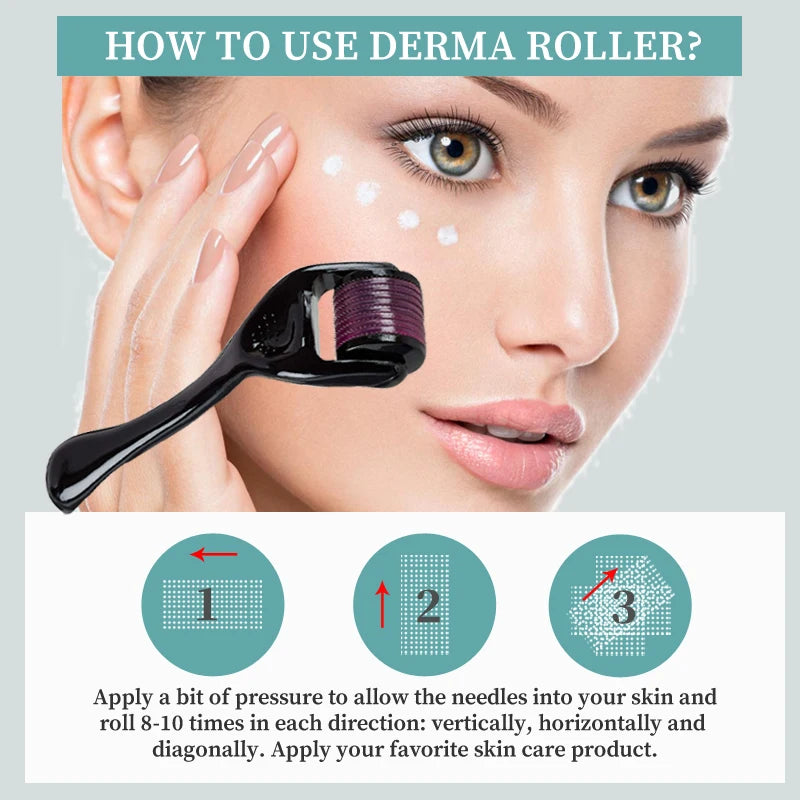 Derma Roller System – Microneedling Skin & Hair Growth Roller for Acne Scars, Beard Growth & Skin Rejuvenation (UAE)