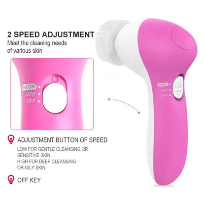5-in-1 Facial Cleansing Brush – Electric Deep Clean & Exfoliating Skin Care Tool (UAE)