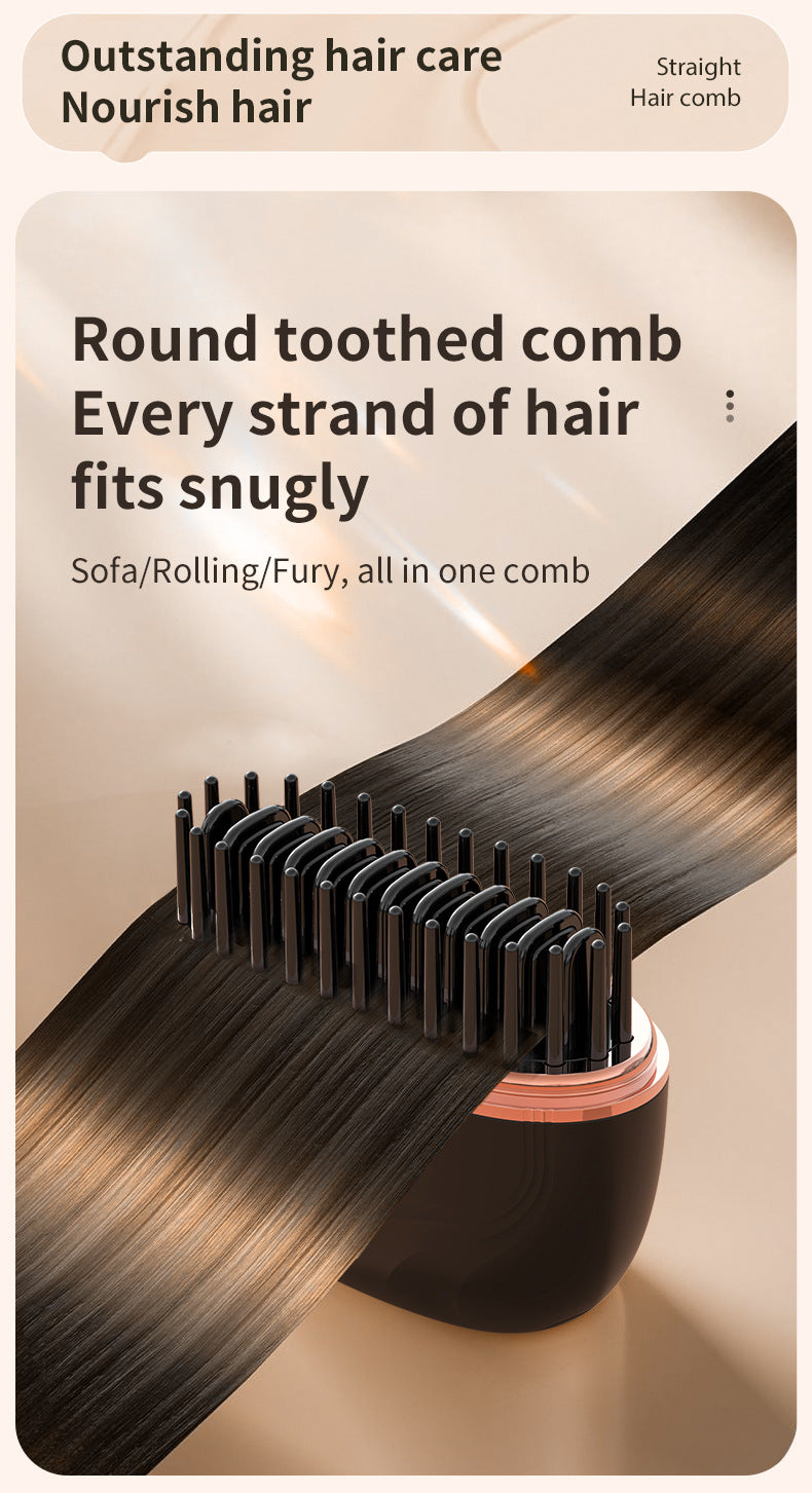 Mini Wireless Hair Straightener Comb – Portable Rechargeable Anti-Frizz Styling Brush (UAE)