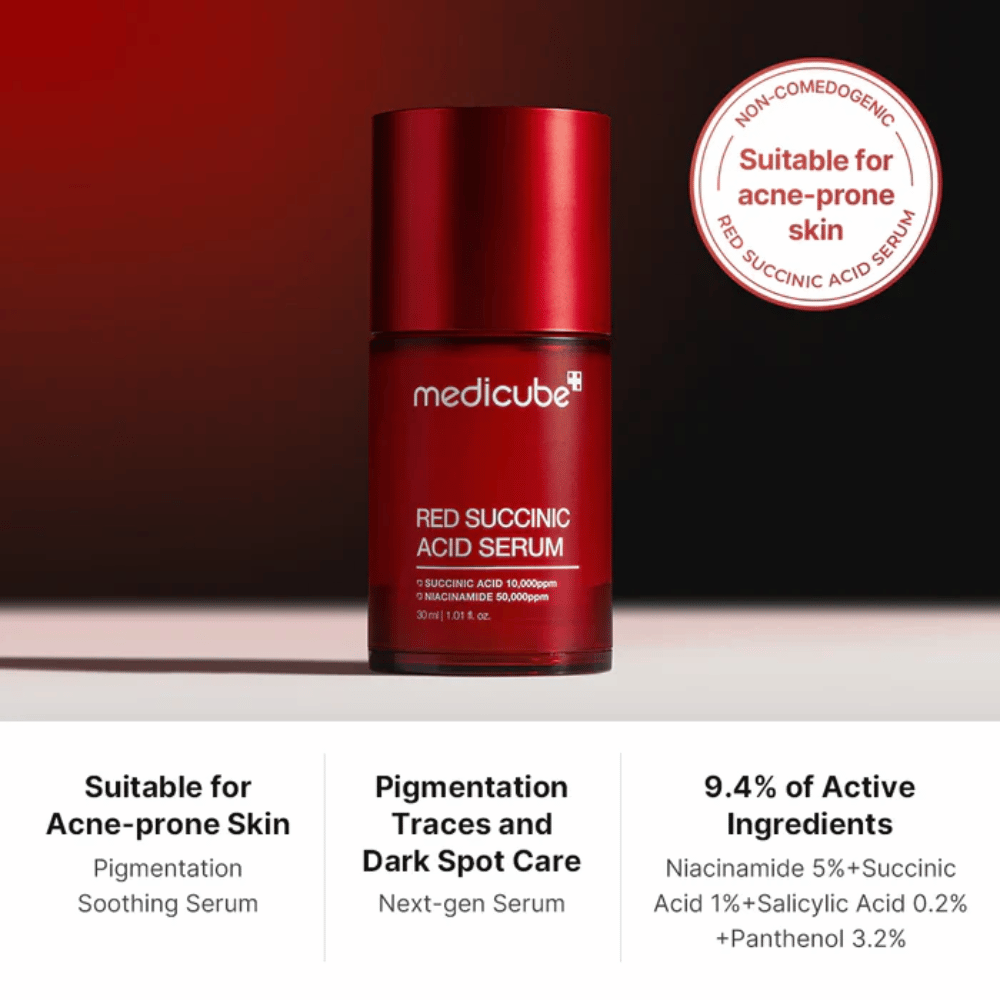 Medicube Red Succinic Acid Serum for Acne & Oil Control – Pore Minimizing Niacinamide Serum (UAE)
