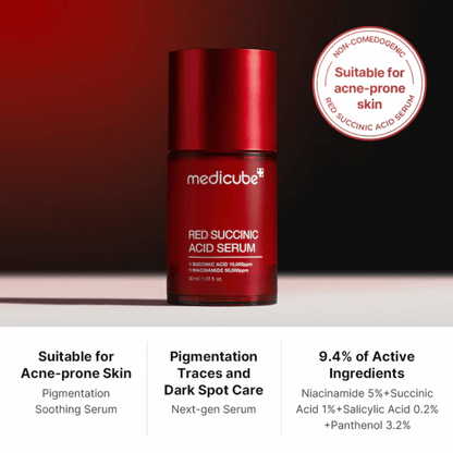 Medicube Red Succinic Acid Serum for Acne & Oil Control – Pore Minimizing Niacinamide Serum (UAE)