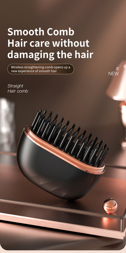 Mini Wireless Hair Straightener Comb – Portable Rechargeable Anti-Frizz Styling Brush (UAE)