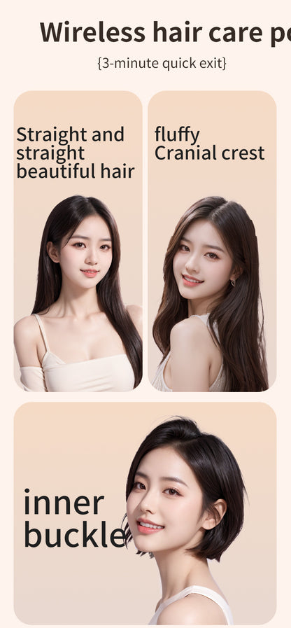 Mini Wireless Hair Straightener Comb – Portable Rechargeable Anti-Frizz Styling Brush (UAE)
