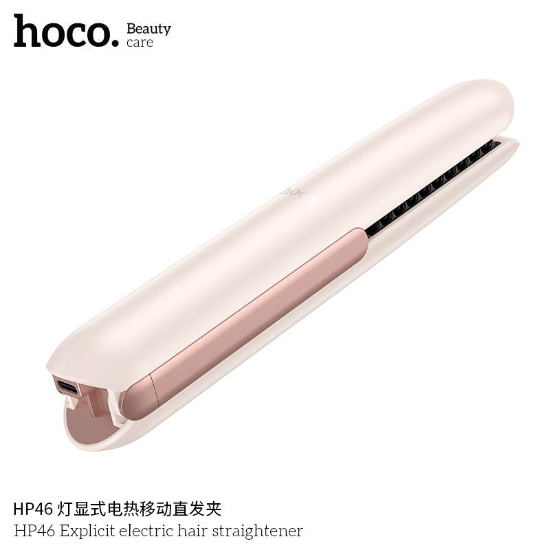 Hoco Portable Wireless Hair Straightener Brush – Mini Rechargeable Anti-Frizz Styling Comb (UAE)