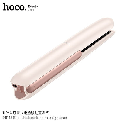 Hoco Portable Wireless Hair Straightener Brush – Mini Rechargeable Anti-Frizz Styling Comb (UAE)